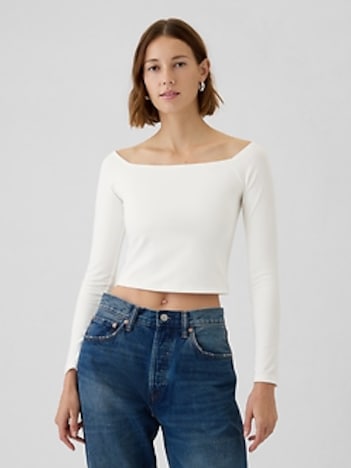 Modern Off-Shoulder Crop T-Shirt