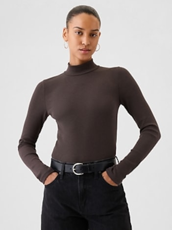 Modern Rib Mockneck Crop Shirt