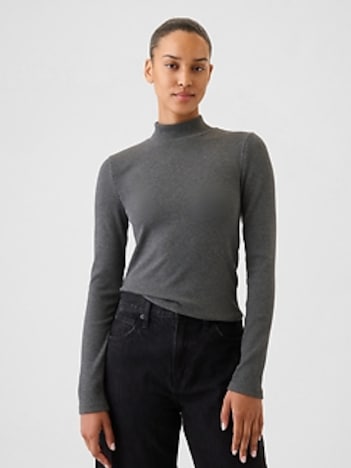Modern Rib Mockneck Crop Shirt