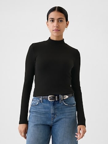 Modern Rib Mockneck Crop Shirt
