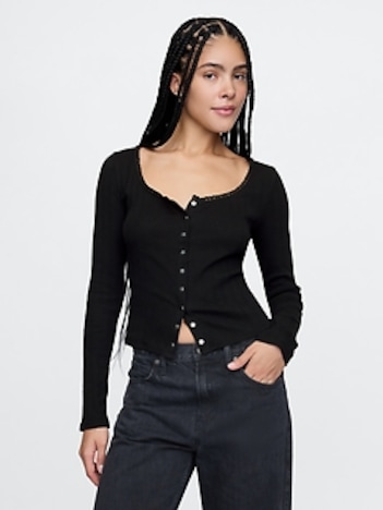 Pointelle Crop Cardigan