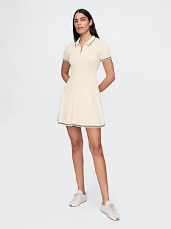 Rib Sweater Polo Mini Dress
