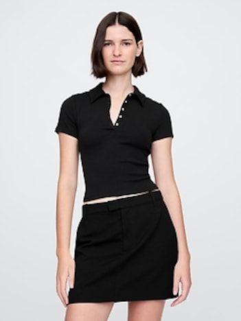Modern Rib Crop Polo Shirt