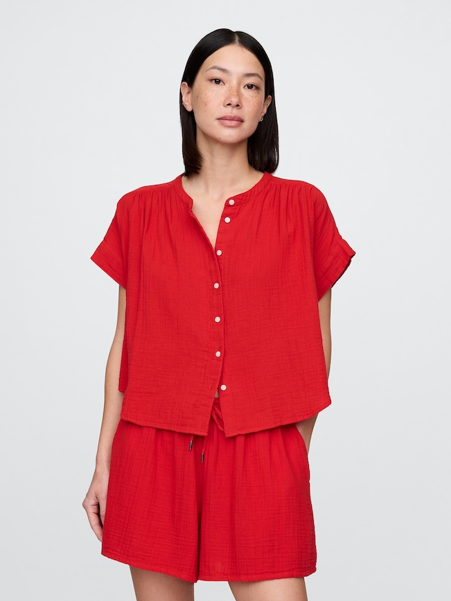 Cotton Gauze Dolman Shirt